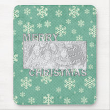 Merry Christmas CutOut Photo Frame Mint Snowflakes Mousepads