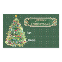 Merry Christmas Decorated Tree Star Gold Swirl