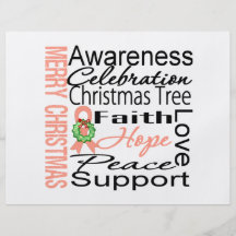 Merry Christmas Endometrial Cancer Ribbon Collage Flyers