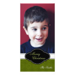Merry Christmas Family Photo Card - Green Plaque