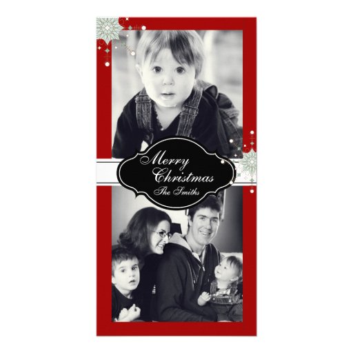 Merry Christmas Family Two Photo Card - Red