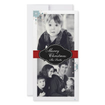 Merry Christmas Family Two Photo Card - White Red