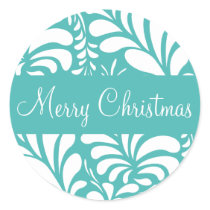 Merry Christmas Fern Flora Envelope Sticker Seal