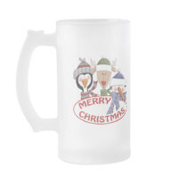 Merry Christmas Frosted Glass Mug
