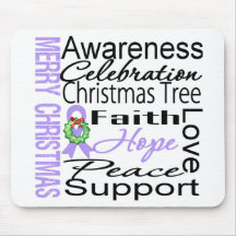 Merry Christmas General Cancer Ribbon Collage Mouse Pad