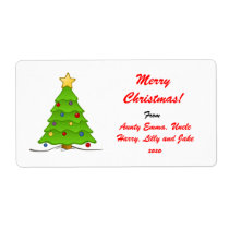 Merry Christmas Gift Tag Label - Personalized Name