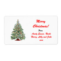 Merry Christmas Gift Tag Label - Personalized Name