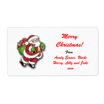 Merry Christmas Gift Tag Label - Personalized Name