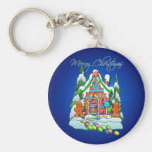 MERRY CHRISTMAS GINGERBREAD HOUSE by SHARON SHARPE Key Chain