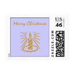 Merry Christmas, gold candle on periwinkle Stamp