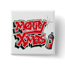 Merry Christmas Graffiti Button