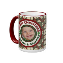 Merry Christmas Grandma and Grandpa Holiday Photo Mugs