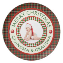 Merry Christmas Grandma and Grandpa Photo Dinner Plate
