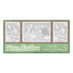 Merry Christmas Green Red Ornate Victorian Custom Picture Card