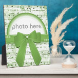Merry Christmas green ribbon notes photo plaquete plaques