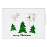 merry Christmas, green trees Greeting Cards