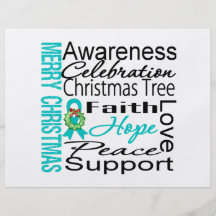 Merry Christmas Gynecologic Cancer Ribbon Collage Flyers