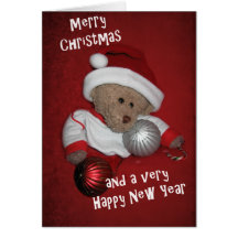 Merry Christmas, Happy New Year Bear Card