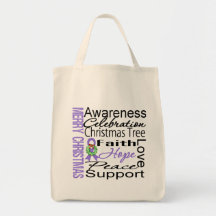 Merry Christmas Hodgkins Lymphoma Ribbon Collage Canvas Bag