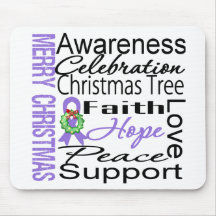 Merry Christmas Hodgkins Lymphoma Ribbon Collage Mousepads