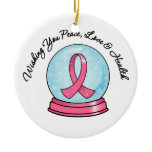 Merry Christmas Holiday Breast Cancer Ribbon Snowg Christmas Ornament