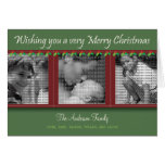 Merry Christmas Holly and Ivy Tri-Photo Card
