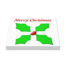 Merry Christmas Holly Custom Canvas Print