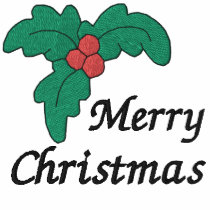 Merry Christmas Holly Embroidered Shirt