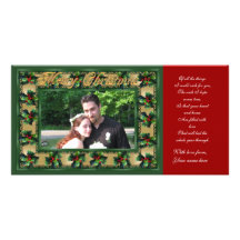 Merry Christmas Holly frame photo card