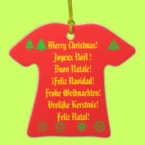 Merry Christmas! in 6 languages ornaments