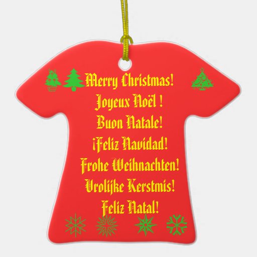 Merry Christmas! in 6 languages Christmas Ornament