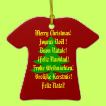 Merry Christmas! in 6 languages ornaments