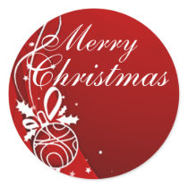 MERRY CHRISTMAS in RED by SHARON SHARPE Round Stickers