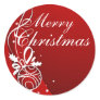 MERRY CHRISTMAS in RED by SHARON SHARPE Round Stickers