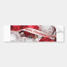 Merry Christmas in Red Silver White Bumper Stickers
