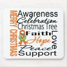 Merry Christmas Leukaemia Ribbon Collage Mouse Pad