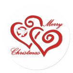 Merry Christmas Love & Peace Round Stickers