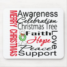 Merry Christmas Lung Cancer Ribbon Collage Mouse Pad