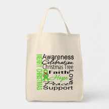 Merry Christmas Lymphoma Ribbon Collage Tote Bag