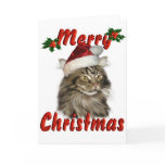 Merry Christmas Maine Coon Cat Greeting Card