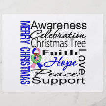 Merry Christmas Male Breast Cancer Ribbon Collage Flyer Design