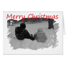 Merry Christmas Mom - Kids In Snow Greeting Card