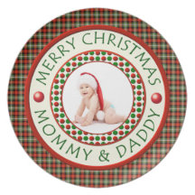 Merry Christmas Mommy and Daddy Photo Party Plate
