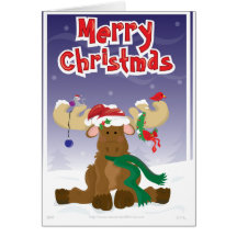 Merry Christmas Moose Greeting Cards