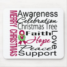 Merry Christmas Multiple Myeloma Ribbon Collage Mousepads