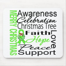 Merry Christmas Non-Hodgkins Lymphoma Ribbon Mouse Pad