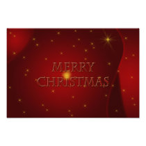 Merry Christmas on Red Satin Photo Print