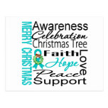 Merry Christmas Ovarian Cancer Ribbon Collage Post Cards