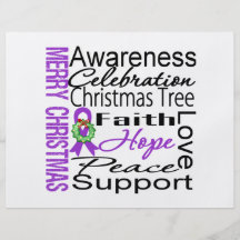 Merry Christmas Pancreatic Cancer Ribbon Collage Flyers