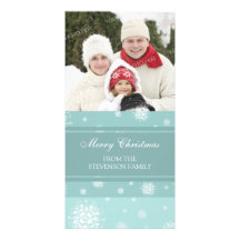 Merry Christmas Photo Card Blue Snow